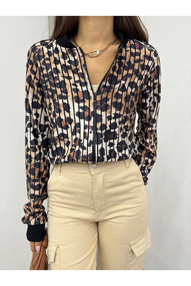 Striped Leopard Jacket - 4