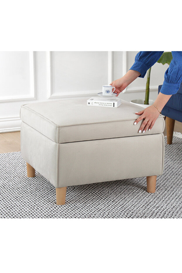 Roscen Sandıklı Puf - Krem - 4