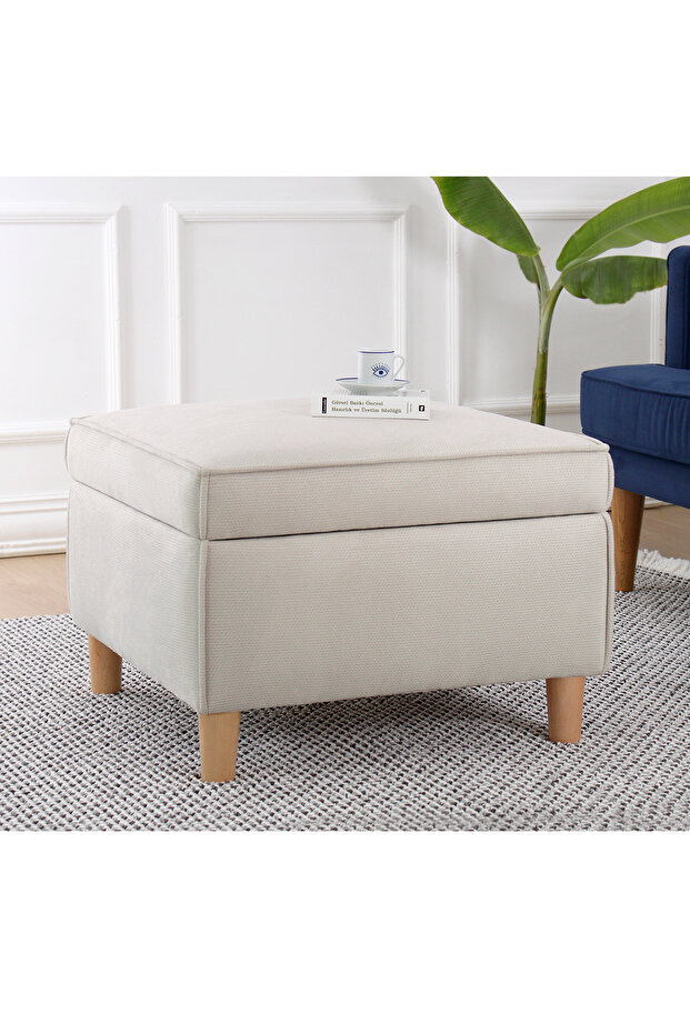 Roscen Sandıklı Puf - Krem - 2