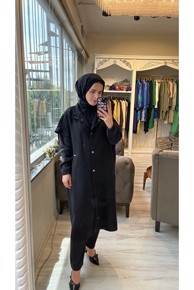 6946 Siyah Tüvit Yelek - 3