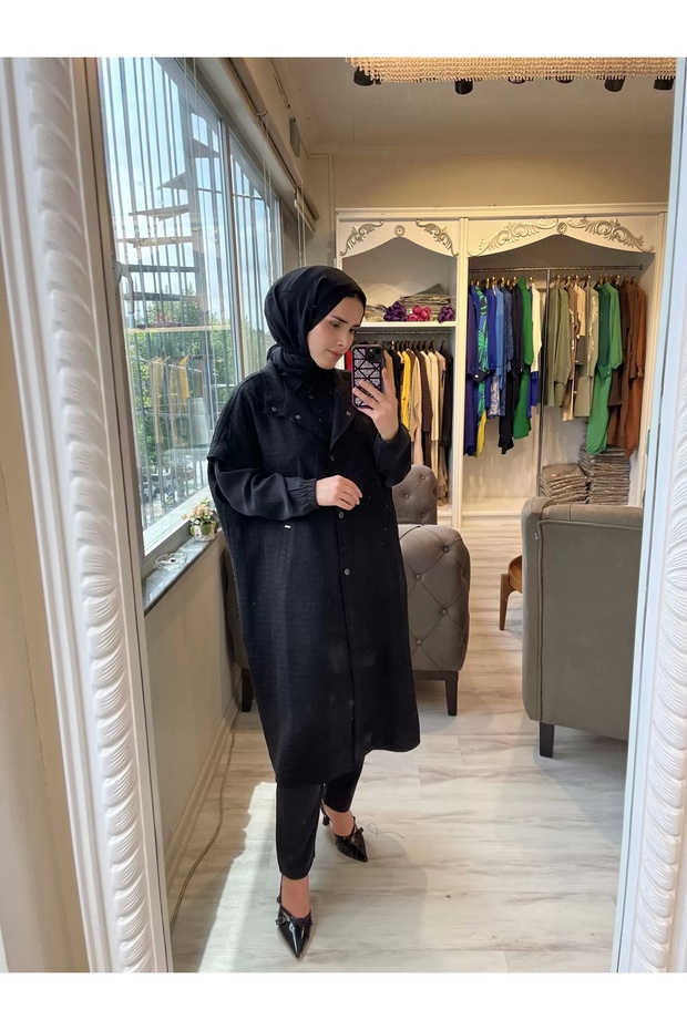 6946 Siyah Tüvit Yelek - 1