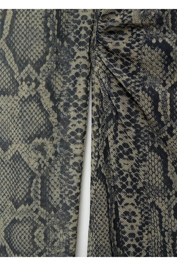 Yılan desenli tül elbise - 6