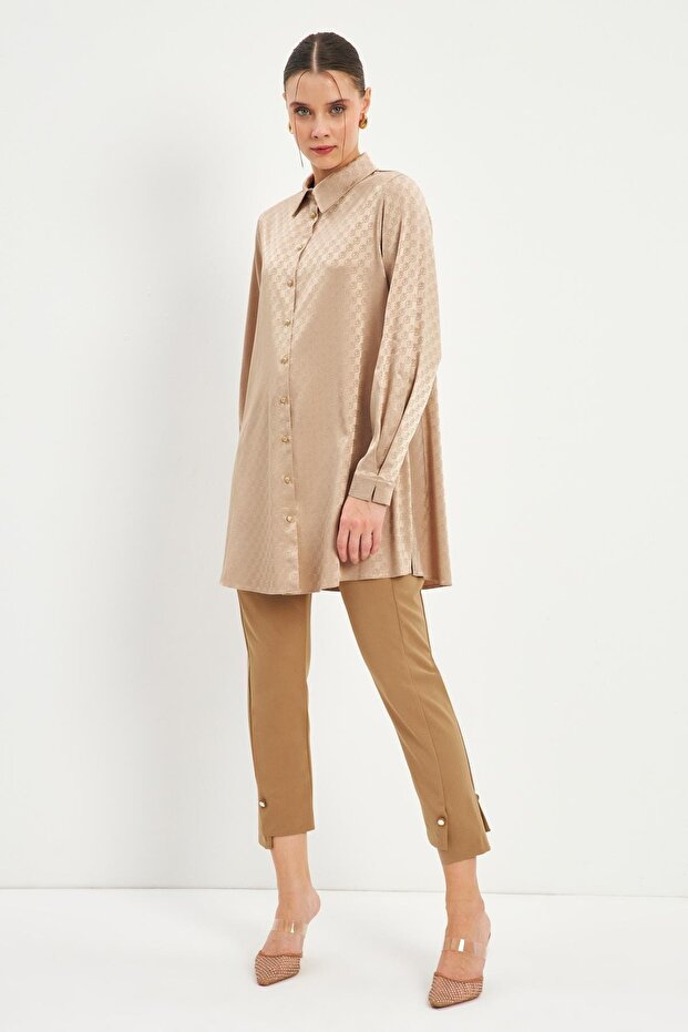 قميص منقوش بأزرار - T-1515 - 2