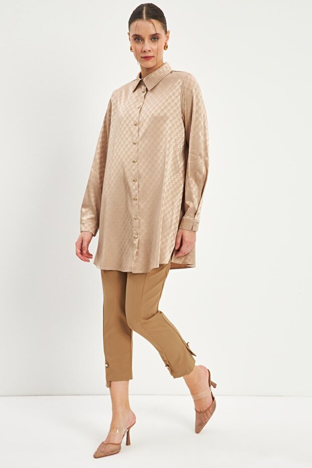 قميص منقوش بأزرار - T-1515 - 1