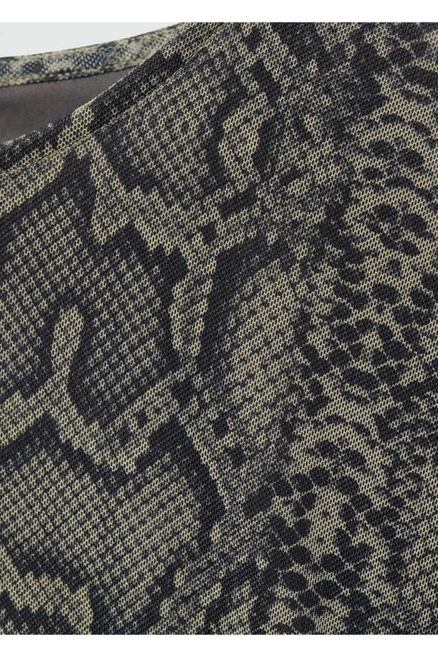 Yılan desenli tül elbise - 5