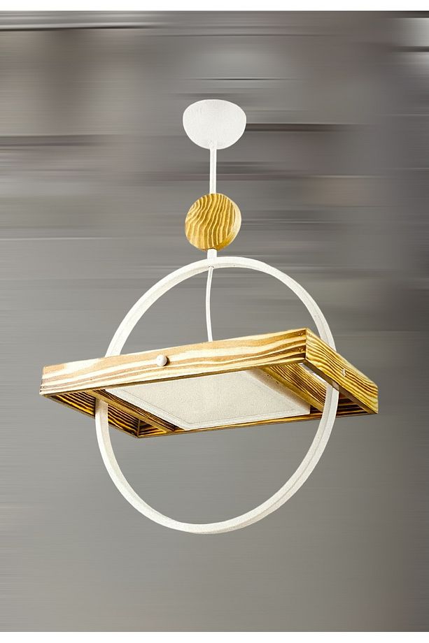 Modern Ahşap Led Sarkıt Beyaz Işık Salon Mutfak Oda  Hol yuvarlak ve kare 2 modelli ledli avize - 4