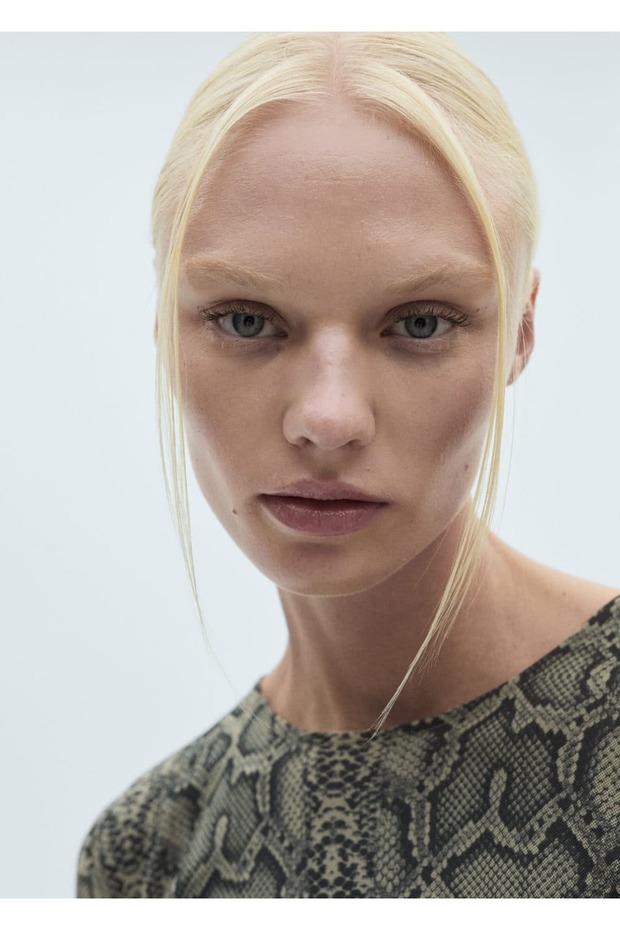 Yılan desenli tül elbise - 7