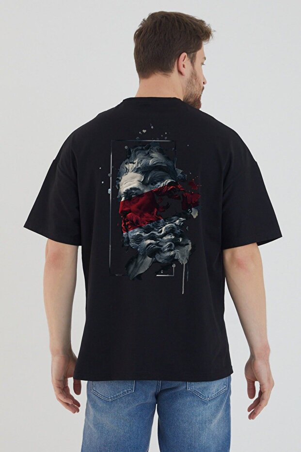 Black Oversized T-shirt Unisex Zeus Back Print
