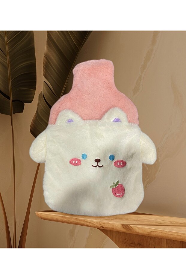 Tavşan Figürlü Yumuşak Peluş Eldivenli Ayak Geçmeli 2000 ml Lik Sıcak Su Torbası - 3