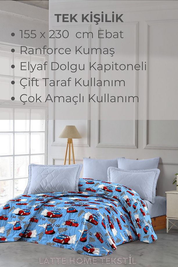 Flat White Tek Kişilik Kapitone Desenli, Çok Amaçlı Yatak Örtüsü, Kanape ve Koltuk Örtüsü 155x230 cm - 2