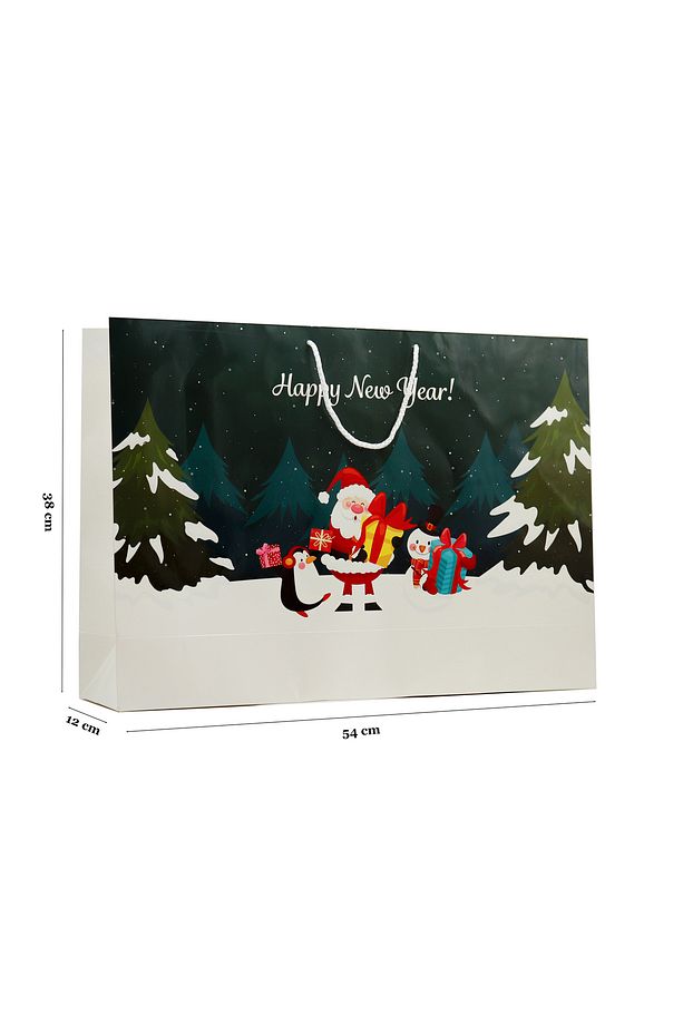 Yılbaşı Temalı 54x38 Cm Happy New Year Baskılı Karton Çanta 1 Adet, Yılbaşı Kutusu - 4