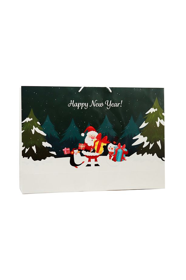 Yılbaşı Temalı 54x38 Cm Happy New Year Baskılı Karton Çanta 1 Adet, Yılbaşı Kutusu - 1
