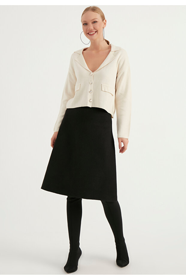 Wool-Looking Midi Skirt - 2
