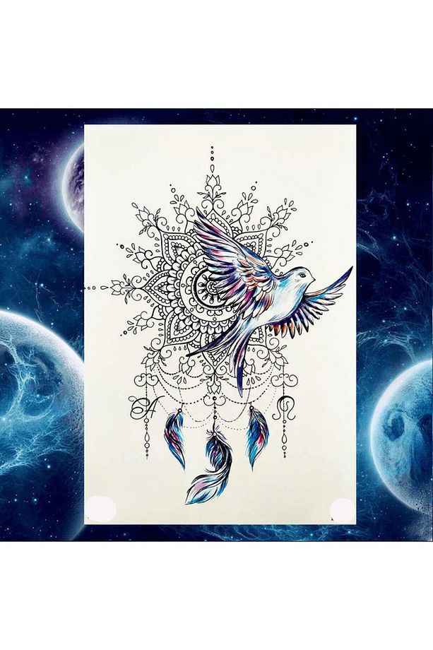 Gerçek Dövme Görünümlü Kuş Modelli 3 Boyutlu Tattoo,  Geçici Dövme - 3