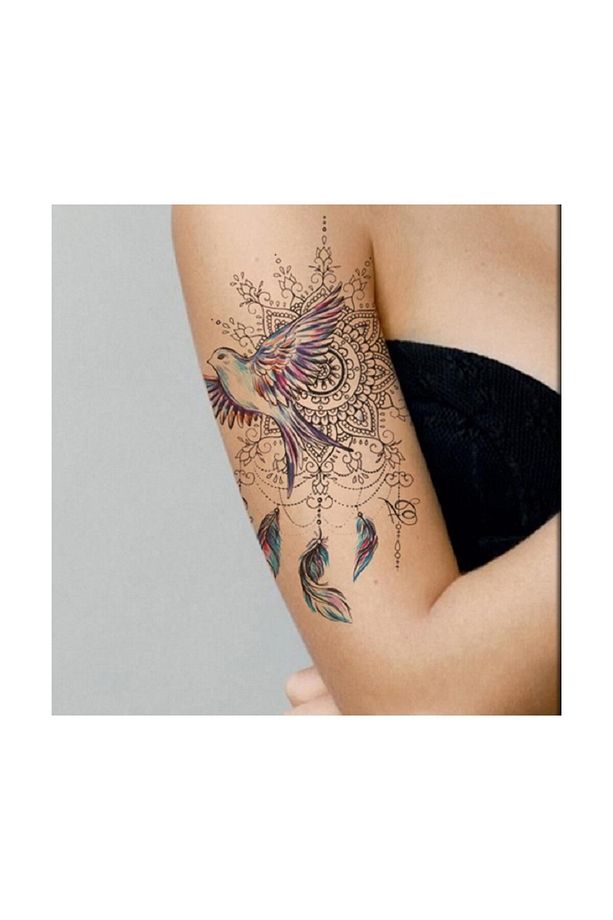 Gerçek Dövme Görünümlü Kuş Modelli 3 Boyutlu Tattoo,  Geçici Dövme - 1
