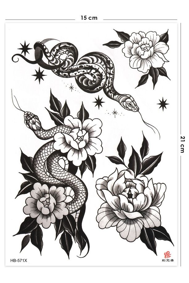 Gerçek Dövme Görünümlü Yılan Modelli 3 Boyutlu Tattoo, Geçici Dövme - 4