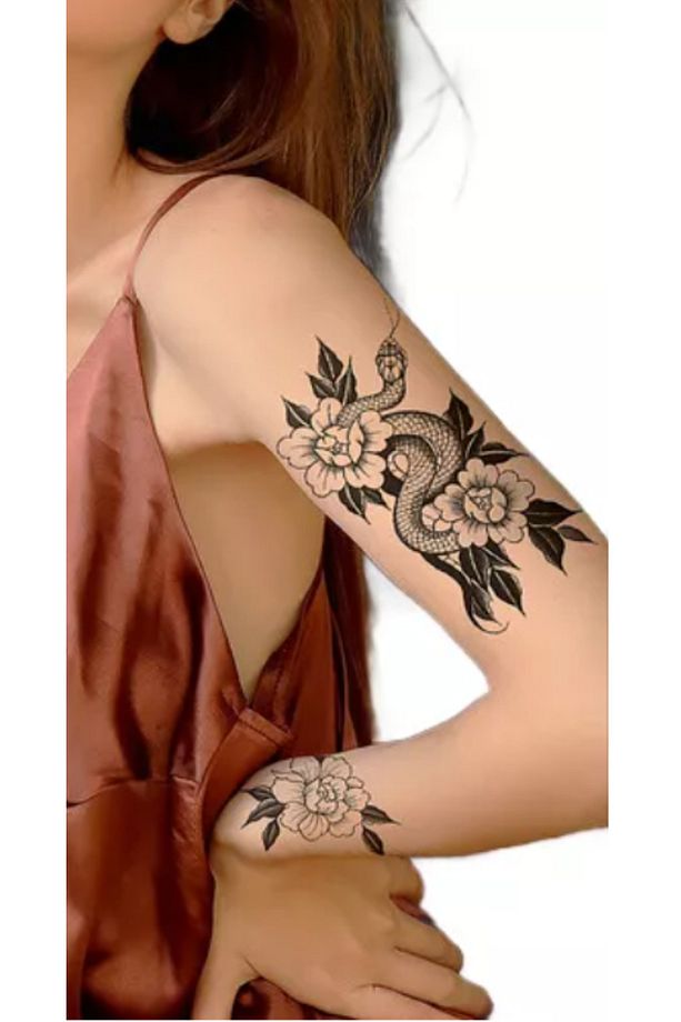 Gerçek Dövme Görünümlü Yılan Modelli 3 Boyutlu Tattoo, Geçici Dövme - 3