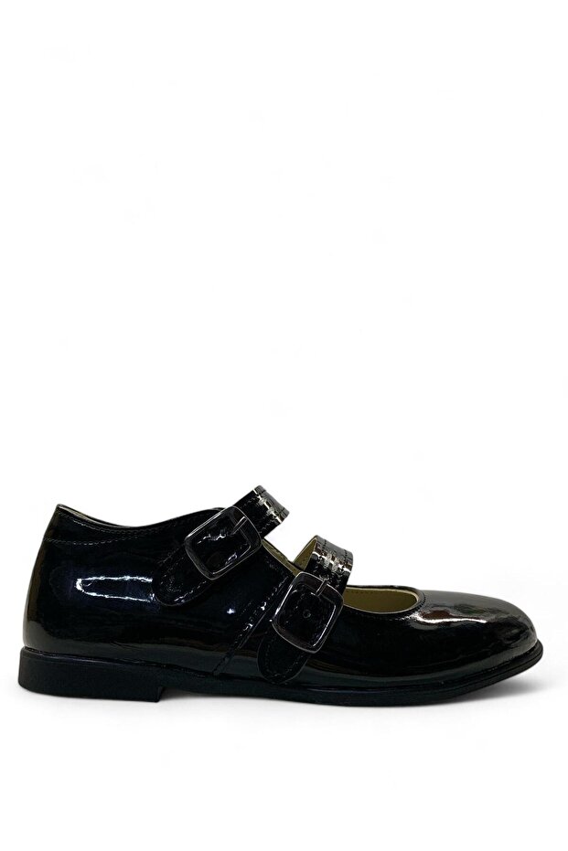 244 Orthopedic Girl's Black Patent Leather Ballerinas