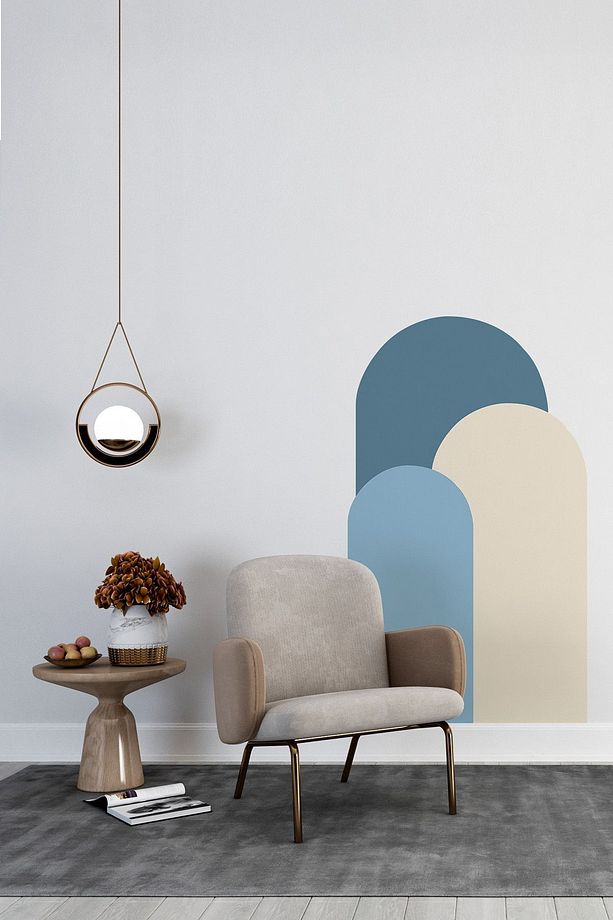 Kendiliğinden Yapışkanlı Kumaş Kanvas Dokulu Duvar Kağıdı Bohem Oval Boho 3'lü Duvar  Tek Parça - 1