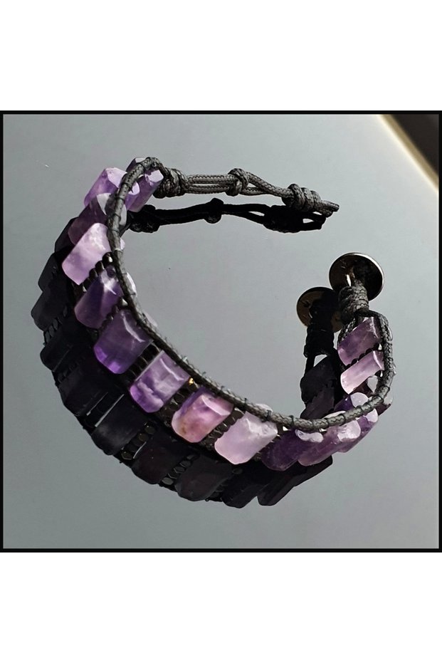 Natural Stone Bracelet, Amethyst Bracelet, Cylinder Bracelet, Women's Bracelet, Men's Bracelet