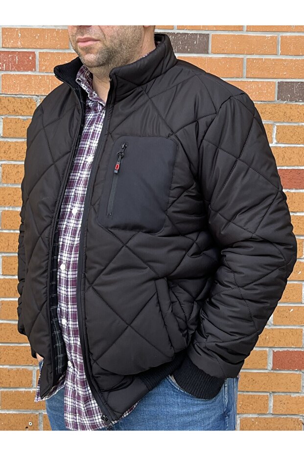 ERKEK SİYAH KAPİTONE KALIN KIŞLIK MONT - 1