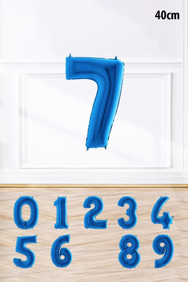 Blue Color 7 Number Foil Balloon Blue 7 Year Old Balloon 16 Inch 40 cm