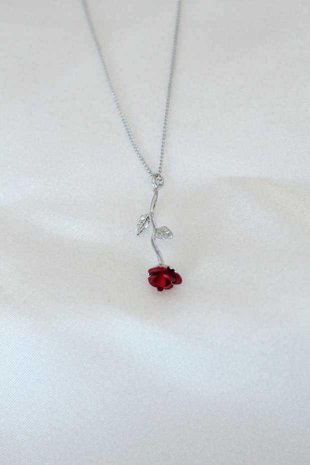 Red rose figured women's necklace