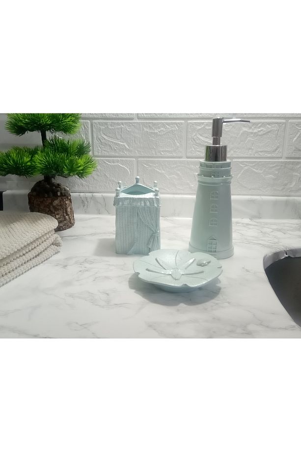 Deniz Feneri Mavi Model 3 Lü Banyo Seti - 4