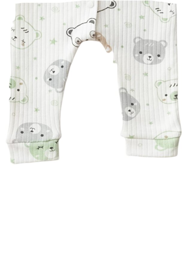 بذلة بيضاء منقوشة على شكل دمية الدب الأخضر باندا - 2