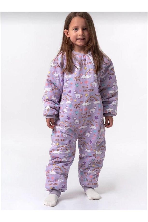Kışlık Uzun Kol Çift Kat Organik Pazen Unicorn %100 Pamuk Çocuk Bebek Uyku Tulumu 2,5 Tog - 1