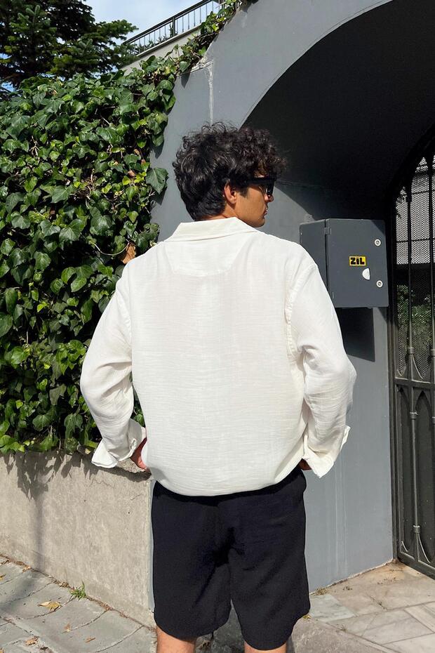 Basic Müslin Oversize Gömlek - 3