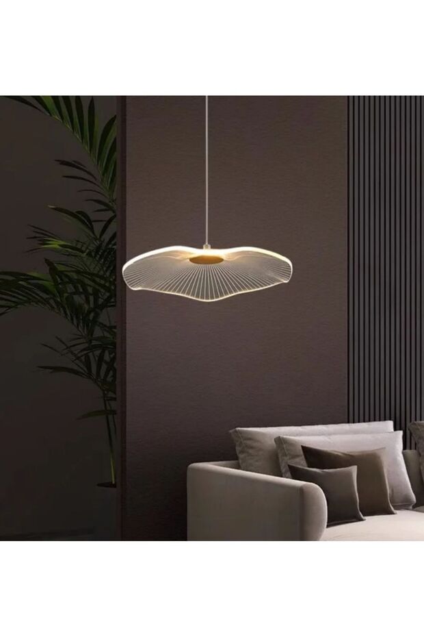 Luxury Exclusive Tekli Sarkıt Led Avize Jellyfish Gold Sarı Ledli Avize 18 Cm Çap - 6
