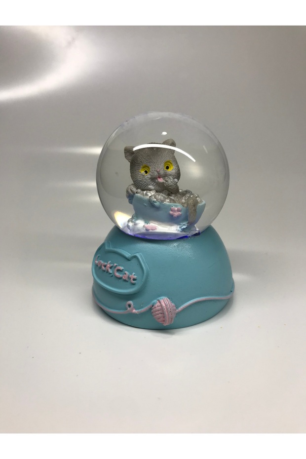 ışıklı sevimli kedi kar küresi - 5