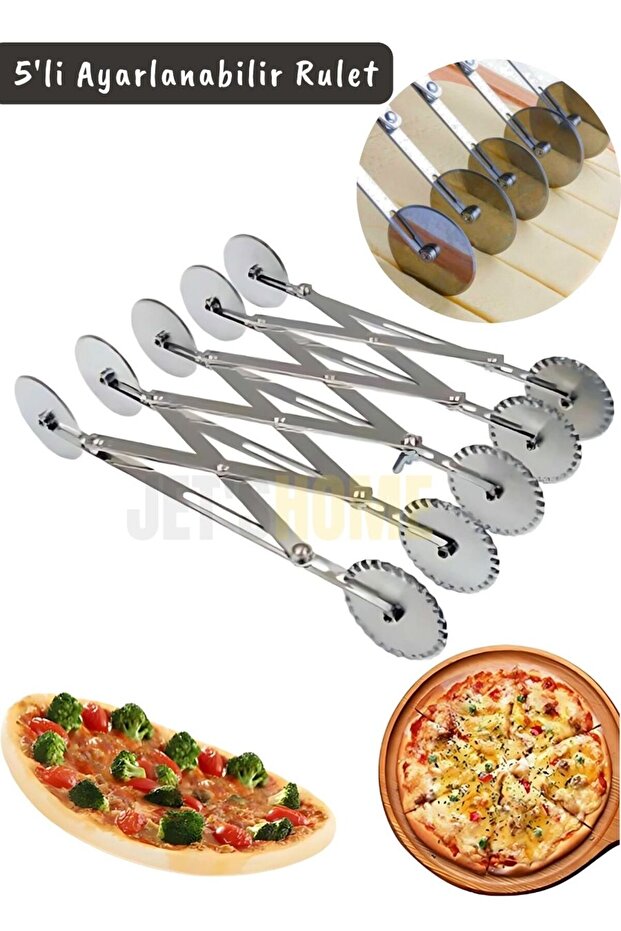 5-Piece Dough Cutting Roller Adjustable Pasta Cutter Pizza Cutter Dough Cutter Stainless Steel