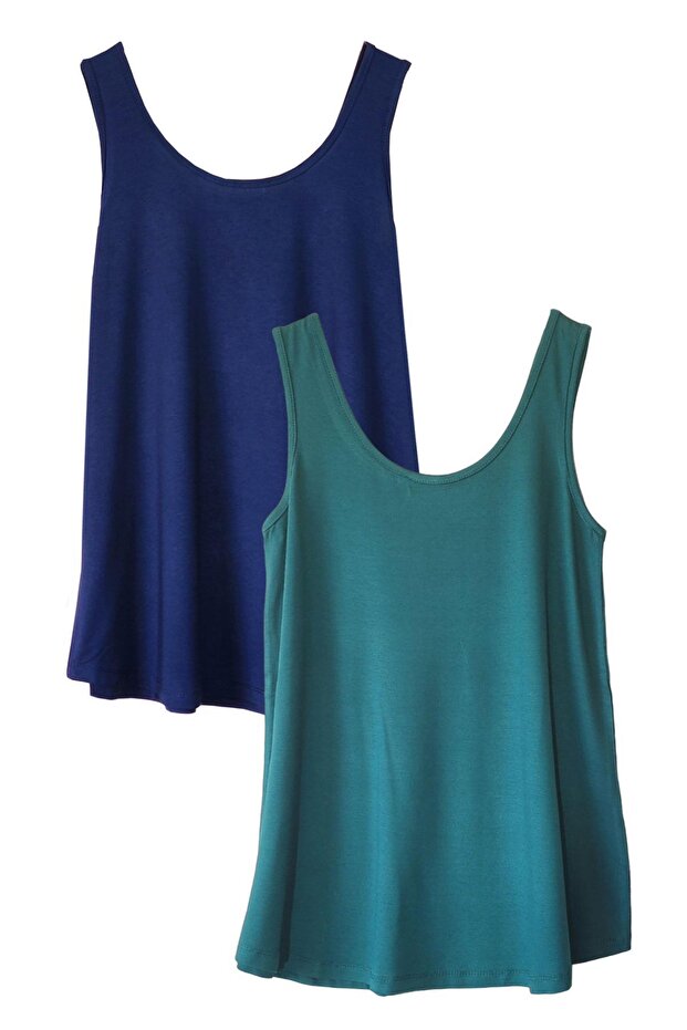 2 Pieces A-Line Comfortable Fit Basic Thick Strap Undershirt T-Shirt - 1