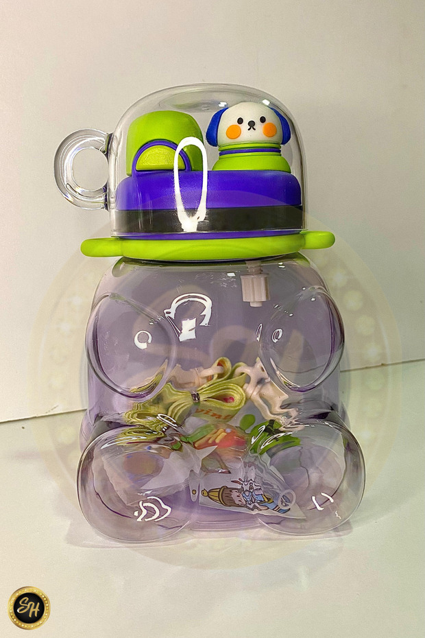 Dog Figure Water Bottle with Cup for Children's School - Bpa Free Water Bottle