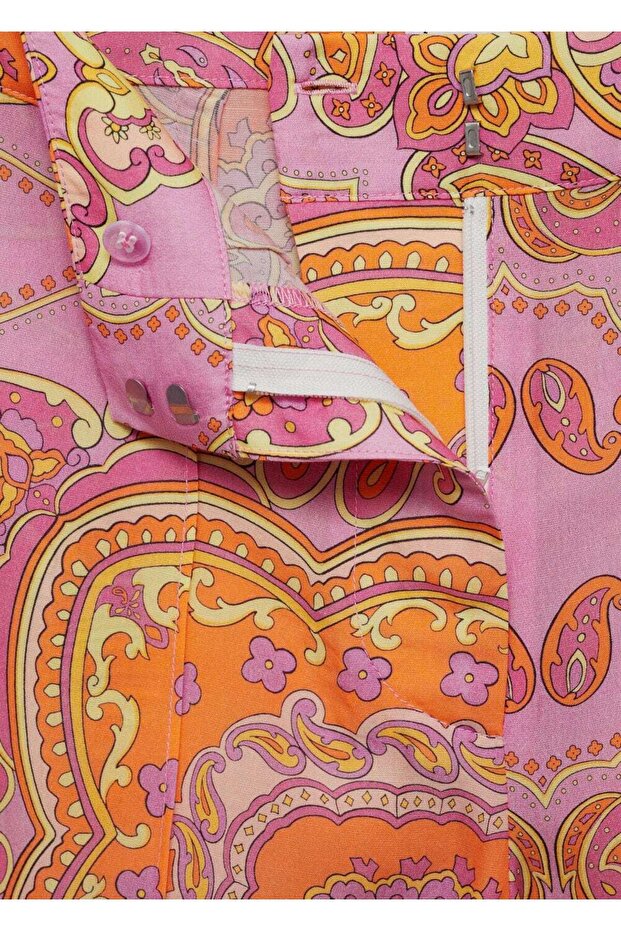 Desenli lyocell pantolon - 7