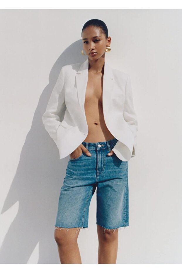 %100 keten kumaş ceket - 5