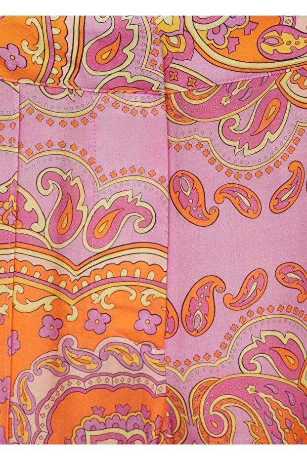 Desenli lyocell pantolon - 5