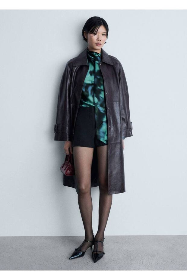 بلوزة منقوشة بتفاصيل ربطة عنق - 2