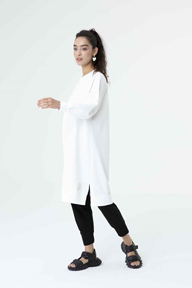 2 Ip Kumaş Uzun Boy Basic Sweatshirt - 2