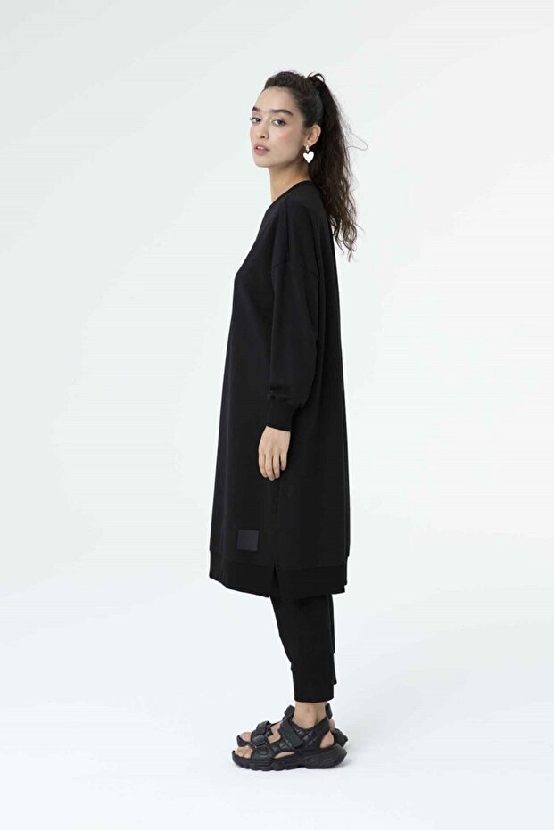 2 Ip Kumaş Uzun Boy Basic Sweatshirt - 4