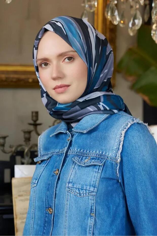 مجموعة Seremoni شال بنمط نقي - بترولي