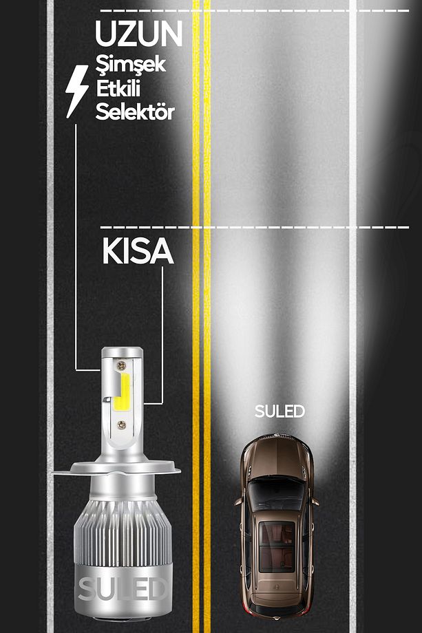 Yeni Model - Zenon H4 Led Araba Far Ampül Xenon Led Uzun Kısa 10800 Lümen Şimşek Etkili 6000k - 3