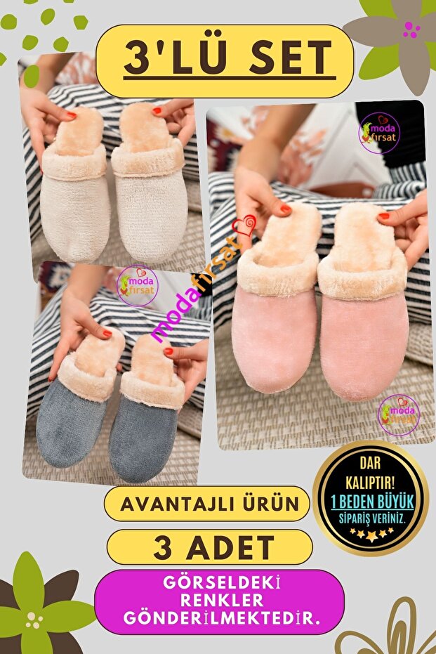 3 Pack Women's Winter Slippers Daily House Slippers Guest Dowry Bundle Bride 3-Piece Slipper Set