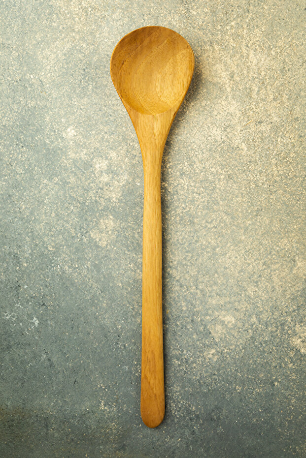 ملعقة تقديم سلطة من خشب الجوز - 1