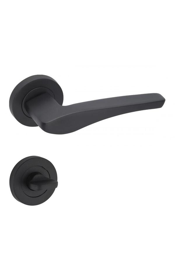 Arpat Moda Yuvarlak Rozetli WC Kapı Kolu - Mat Siyah, Modern ve Şık Tasarım - 1