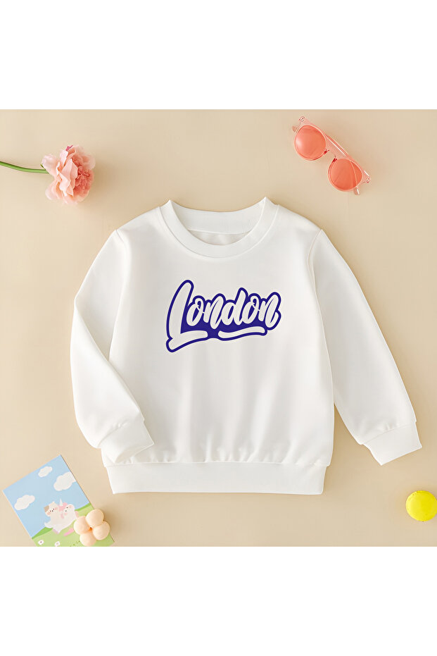 London Unisex Baby Girl White Sweatshirt
