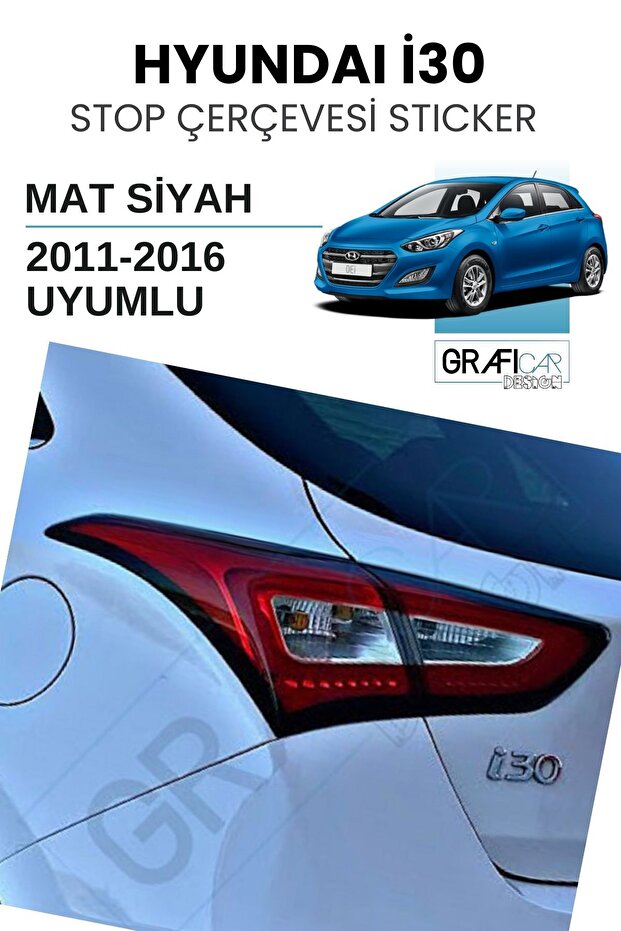 Hyundai I30 Stop Frame Sticker- Easy to Apply- Long Lasting / Matte Black