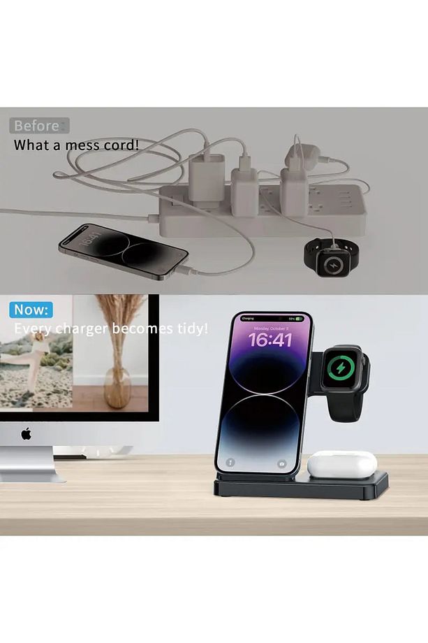 Type-C, 15W 3-in-1 Wireless MAGNETIC Magsafe L-WS2 Uyumlu - 3